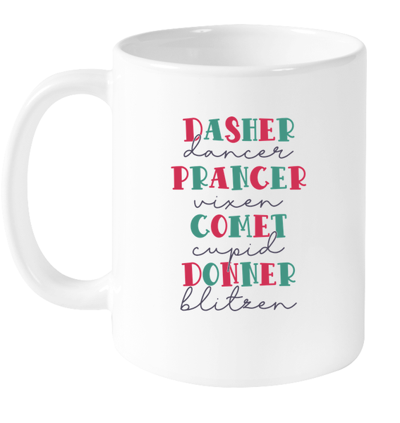 Reindeer Names Christmas Coffee Mug For Women