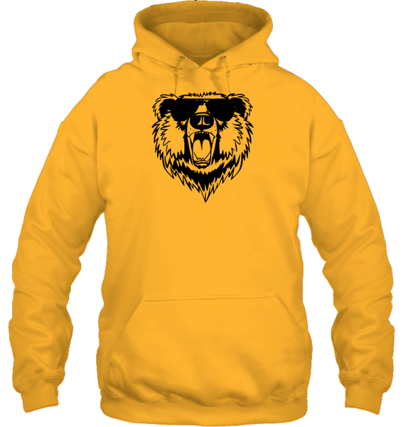 Cool Angry Grizzly Bear Shirt Unisex Heavyweight Pullover Hoodie