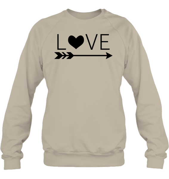 Valentine's Day Shirt For Adults Love Heart With Arrow Unisex Fleece Pullover Sweatshirt