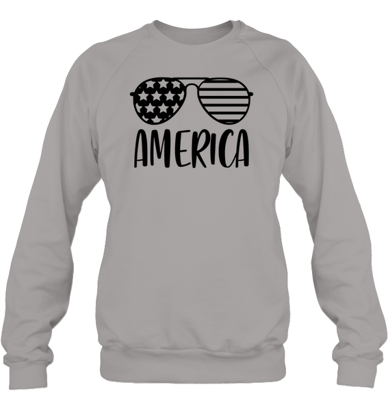 America Sunglasses 4th Of July Shirt Unisex Fleece Pullover Sweatshirt