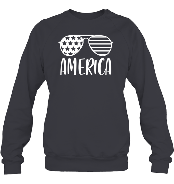 America Sunglasses 4th Of July Shirt Unisex Fleece Pullover Sweatshirt