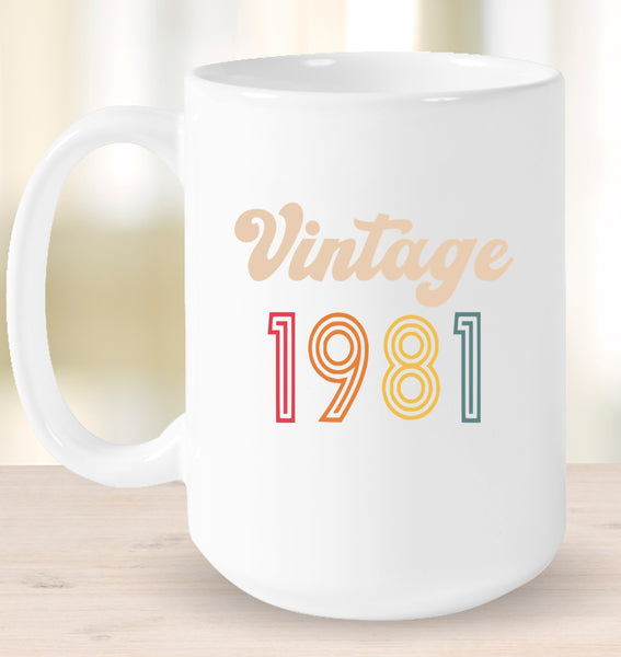 1981 Retro Vintage Birth Year Blast Coffee Mug, Tumbler, Wine Glass