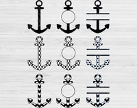 Anchor Svg Cut Files, Split Anchor Monogram Svg Files For Cricut And Silhouette, Nautical Svg