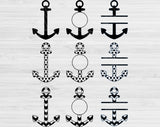 Anchor Svg Cut Files, Split Anchor Monogram Svg Files For Cricut And Silhouette, Nautical Svg