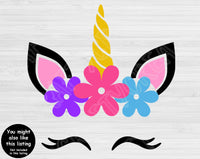 Unicorn Svg, Unicorn Face Svg For Cricut And Silhouette, Unicorn Vector with Eyelashes for Girls Birthday