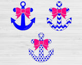 Anchor Svg. Split Anchor Monogram Svg Files For Cricut And Silhouette with Bow, Nautical Svg Cut Files