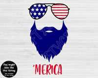 Usa Merica Flag Mustache Svg Files For Cricut And Silhouette, 4th of July Svg Cut Files, Patriotic Svg, Fourth of July Svg, July 4th Svg