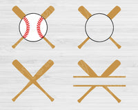 Baseball Bat Svg Files For Cricut And Silhouette, Split Baseball Svg Cut Files, Baseball Monogram Svg, Softball Svg