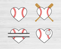 Baseball Heart Svg Bundle, Softball Heart Svg Files For Cricut And Silhouette, Baseball Love Svg Cut Files, Baseball Svg