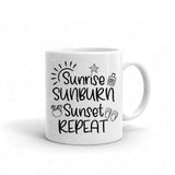 Sunrise Sunburn Sunset Repeat Svg Files For Cricut And Silhouette, Summer Svg Cut Files, Beach Svg, Vacation Svg, Lake Svg, Lake Life Svg