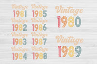 1980-1989 Vintage Birthday Svg Files For Cricut, 40th Birthday Svg, 30th Birthday Svg, Adult Birthday Svg, Vintage 1981 Svg Dxf