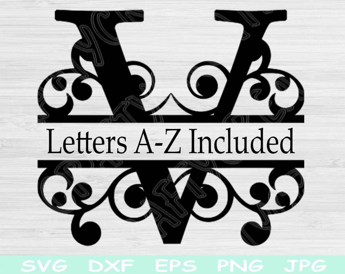 Split Monogram SVG Initial Stickers in 4 Multi-colors A to Z 