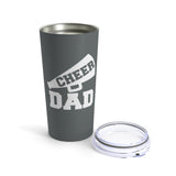 Dark Grey Cheer Dad Tumbler 20oz With Megaphone Gift For Him