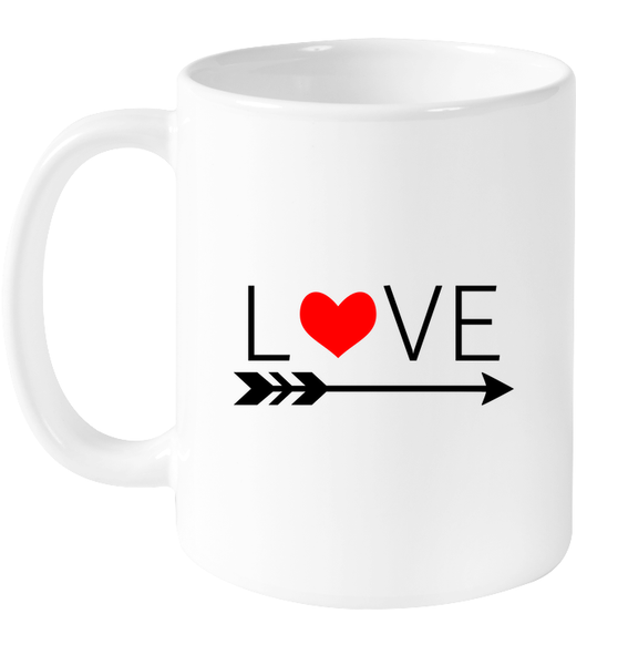 Valentine's Day Coffee Cup, Tumbler, Wine Drinking Mug Love Heart With Arrow