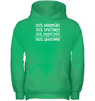 50% Mermaid, 30% Unicorn, 20% Princess – 100% Magical Kids Heavyweight Pullover Hoodie