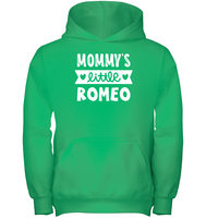 Mommy's Little Romeo Valentines Kids Heavyweight Pullover Hoodie