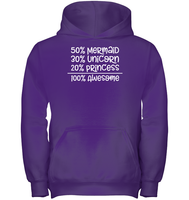 50% Mermaid, 30% Unicorn, 20% Princess – 100% Magical Kids Heavyweight Pullover Hoodie