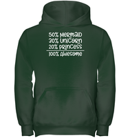 50% Mermaid, 30% Unicorn, 20% Princess – 100% Magical Kids Heavyweight Pullover Hoodie