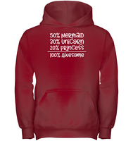 50% Mermaid, 30% Unicorn, 20% Princess – 100% Magical Kids Heavyweight Pullover Hoodie