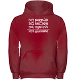 50% Mermaid, 30% Unicorn, 20% Princess – 100% Magical Kids Heavyweight Pullover Hoodie