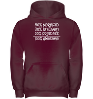 50% Mermaid, 30% Unicorn, 20% Princess – 100% Magical Kids Heavyweight Pullover Hoodie