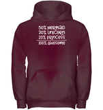 50% Mermaid, 30% Unicorn, 20% Princess – 100% Magical Kids Heavyweight Pullover Hoodie