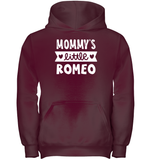 Mommy's Little Romeo Valentines Kids Heavyweight Pullover Hoodie