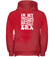 In My Fourteenth Birthday Era Birthday Shirt Kids Heavyweight Pullover Hoodie