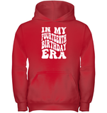 In My Fourteenth Birthday Era Birthday Shirt Kids Heavyweight Pullover Hoodie