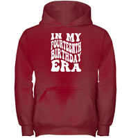 In My Fourteenth Birthday Era Birthday Shirt Kids Heavyweight Pullover Hoodie