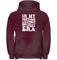 In My Fourteenth Birthday Era Birthday Shirt Kids Heavyweight Pullover Hoodie