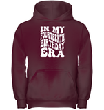 In My Fourteenth Birthday Era Birthday Shirt Kids Heavyweight Pullover Hoodie