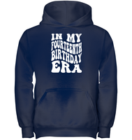 In My Fourteenth Birthday Era Birthday Shirt Kids Heavyweight Pullover Hoodie
