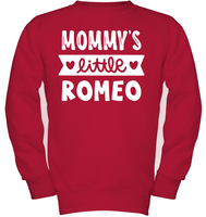 Mommy's Little Romeo Valentines Kids Fleece Pullover Sweatshirt