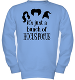 Hocus Pocus It's Just A Bunch Of Hocus Pocus Kids Fleece Pullover Sweatshirt