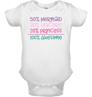 50% Mermaid, 30% Unicorn, 20% Princess – 100% Magical Baby Onesie