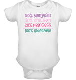 50% Mermaid, 30% Unicorn, 20% Princess – 100% Magical Baby Onesie