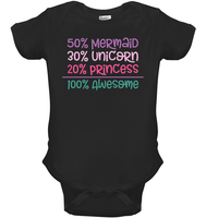 50% Mermaid, 30% Unicorn, 20% Princess – 100% Magical Baby Onesie