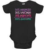 50% Mermaid, 30% Unicorn, 20% Princess – 100% Magical Baby Onesie