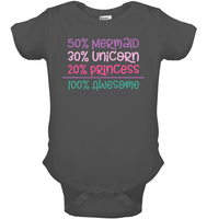50% Mermaid, 30% Unicorn, 20% Princess – 100% Magical Baby Onesie
