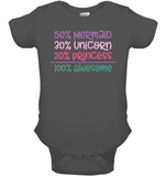 50% Mermaid, 30% Unicorn, 20% Princess – 100% Magical Baby Onesie