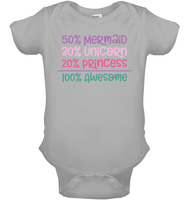 50% Mermaid, 30% Unicorn, 20% Princess – 100% Magical Baby Onesie