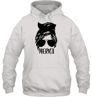 Merica Mom Bun 4th Of July Shirt Unisex Heavyweight Pullover Hoodie