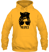 Merica Mom Bun 4th Of July Shirt Unisex Heavyweight Pullover Hoodie