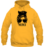Merica Mom Bun 4th Of July Shirt Unisex Heavyweight Pullover Hoodie