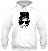 Merica Mom Bun 4th Of July Shirt Unisex Heavyweight Pullover Hoodie