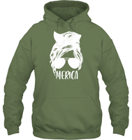 Merica Mom Bun 4th Of July Shirt Unisex Heavyweight Pullover Hoodie