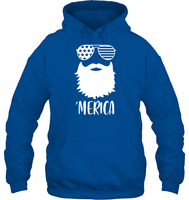 Merica Beard 4th Of July Shirt Unisex Heavyweight Pullover Hoodie