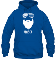 Merica Beard 4th Of July Shirt Unisex Heavyweight Pullover Hoodie