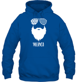 Merica Beard 4th Of July Shirt Unisex Heavyweight Pullover Hoodie
